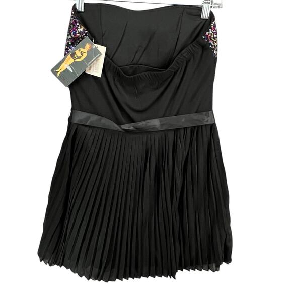 Ruby Rox Vintage Y2K Dress M Black Multi Sequin Strapless Pleated Fairy Showgirl - Picture 5 of 16